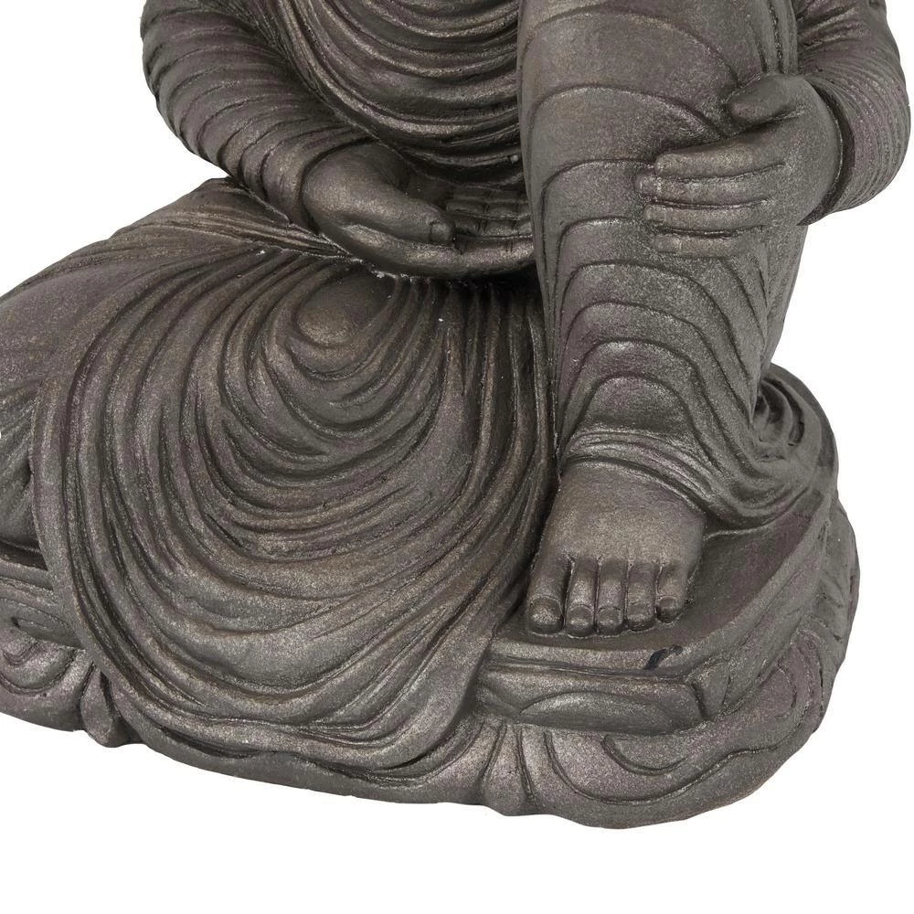 Litton Lane 36 in. Silver Magnesium Oxide Traditional Buddha Garden Sculpture 9 Litton Lane 36 in. Silver Magnesium Oxide Traditional Buddha Garden Sculpture - Image 7