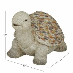 Litton Lane 10 in. White Polystone Farmhouse Turtle Garden Sculpture -Litton Lane Sales Store litton lane garden statues 040893 76 1000