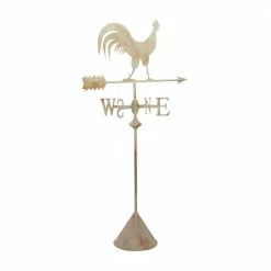 Litton Lane 64 in. White Metal Rustic Rooster Garden Sculpture