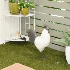 Litton Lane 19 in. White Polystone French Country Chicken Garden Sculpture -Litton Lane Sales Store litton lane garden statues 041045 31 1000