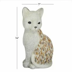 Litton Lane 14 in. White Polystone Farmhouse Cat Garden Sculpture -Litton Lane Sales Store litton lane garden statues 041055 76 1000
