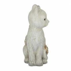 Litton Lane 14 in. White Polystone Farmhouse Cat Garden Sculpture -Litton Lane Sales Store litton lane garden statues 041055 c3 1000