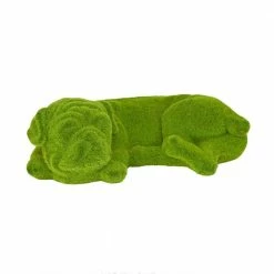 Litton Lane 6 in. Green MGO Country Cottage Dog Garden Sculpture