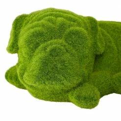 Litton Lane 6 in. Green MGO Country Cottage Dog Garden Sculpture -Litton Lane Sales Store litton lane garden statues 041946 77 1000