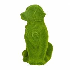 Litton Lane 16 in. Green MGO Country Cottage Dog Garden Sculpture