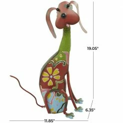Litton Lane 19 in. Multi-Colored Metal Eclectic Dog Garden Sculpture -Litton Lane Sales Store litton lane garden statues 042970 c3 1000