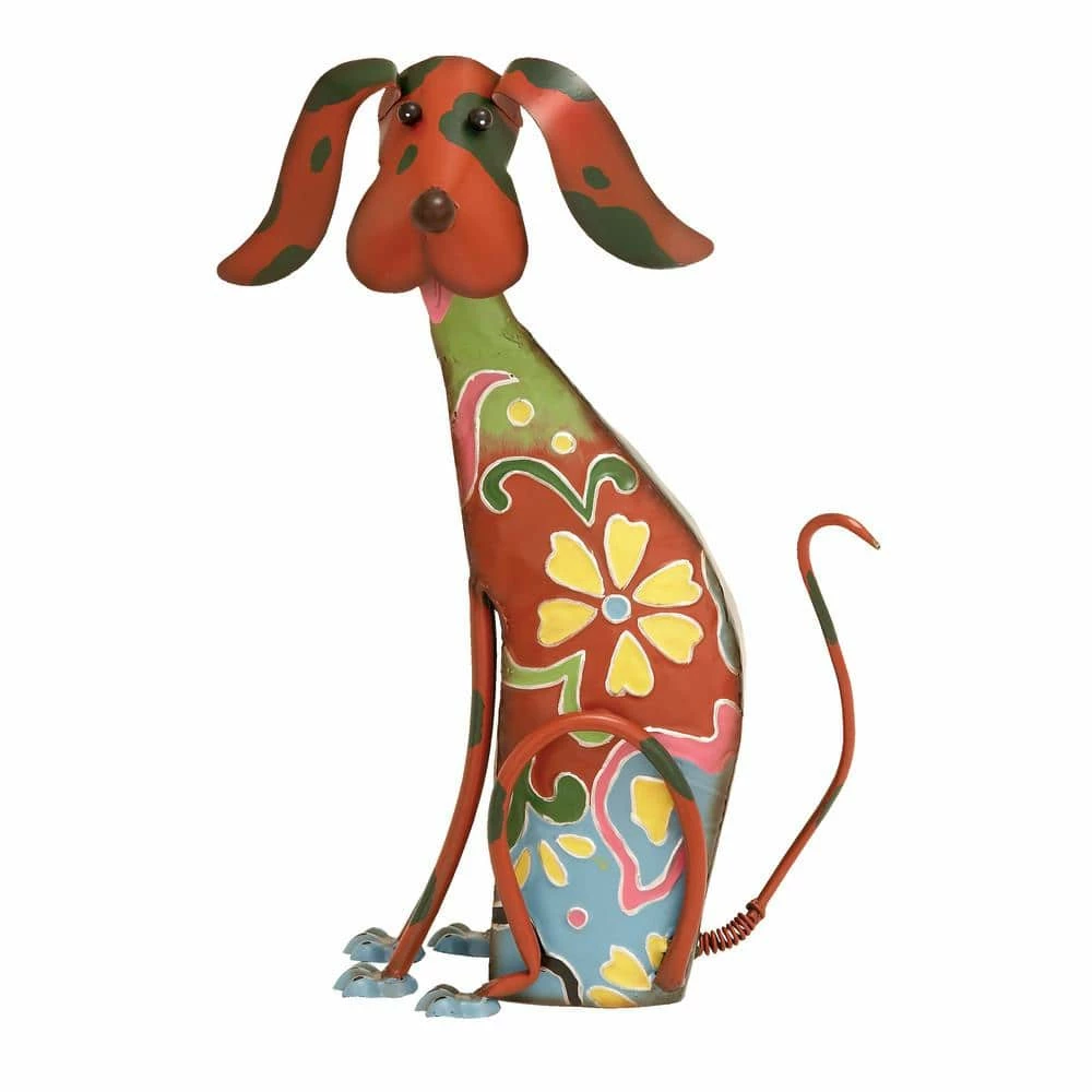 Litton Lane 17 in. Multi Colored Metal Eclectic Dog Garden Sculpture 3 Litton Lane 17 in. Multi Colored Metal Eclectic Dog Garden Sculpture