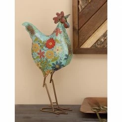Litton Lane 17 in. Indoor Outdoor Distressed Standing Rooster Garden Sculpture with U Shaped Feet -Litton Lane Sales Store litton lane garden statues 55233 31 1000
