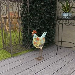 Litton Lane 17 in. Indoor Outdoor Distressed Standing Rooster Garden Sculpture with U Shaped Feet -Litton Lane Sales Store litton lane garden statues 55233 4f 1000