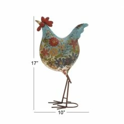 Litton Lane 17 in. Indoor Outdoor Distressed Standing Rooster Garden Sculpture with U Shaped Feet -Litton Lane Sales Store litton lane garden statues 55233 c3 1000