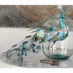 Litton Lane 20 in. Turquoise Metal Eclectic Bird Garden Sculpture -Litton Lane Sales Store litton lane garden statues 55238 31 1000