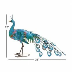 Litton Lane 20 in. Turquoise Metal Eclectic Bird Garden Sculpture -Litton Lane Sales Store litton lane garden statues 55238 76 1000