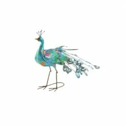 Litton Lane 20 in. Turquoise Metal Eclectic Bird Garden Sculpture -Litton Lane Sales Store litton lane garden statues 55238 c3 1000