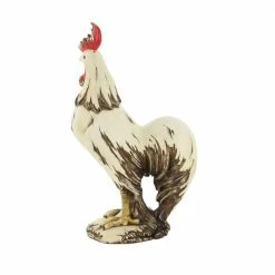 Litton Lane 15 in. White Polystone Farmhouse Rooster Garden Sculpture -Litton Lane Sales Store litton lane garden statues 58220 1f 1000