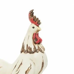 Litton Lane 15 in. White Polystone Farmhouse Rooster Garden Sculpture -Litton Lane Sales Store litton lane garden statues 58220 44 1000