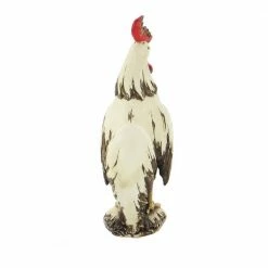 Litton Lane 15 in. White Polystone Farmhouse Rooster Garden Sculpture -Litton Lane Sales Store litton lane garden statues 58220 4f 1000