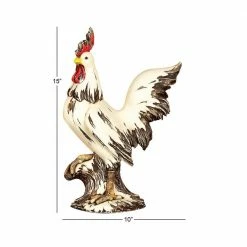 Litton Lane 15 in. White Polystone Farmhouse Rooster Garden Sculpture -Litton Lane Sales Store litton lane garden statues 58220 76 1000