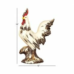 Litton Lane 15 in. White Polystone Farmhouse Rooster Garden Sculpture -Litton Lane Sales Store litton lane garden statues 58220 c3 1000