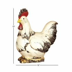 Litton Lane 12 in. White Polystone Farmhouse Bird Garden Sculpture -Litton Lane Sales Store litton lane garden statues 58222 c3 1000