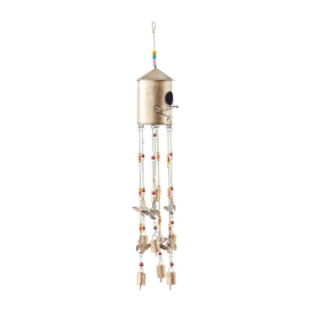 Litton Lane 32 in. Bronze Metal Rustic Windchime 8 Litton Lane 32 in. Bronze Metal Rustic Windchime - Image 6