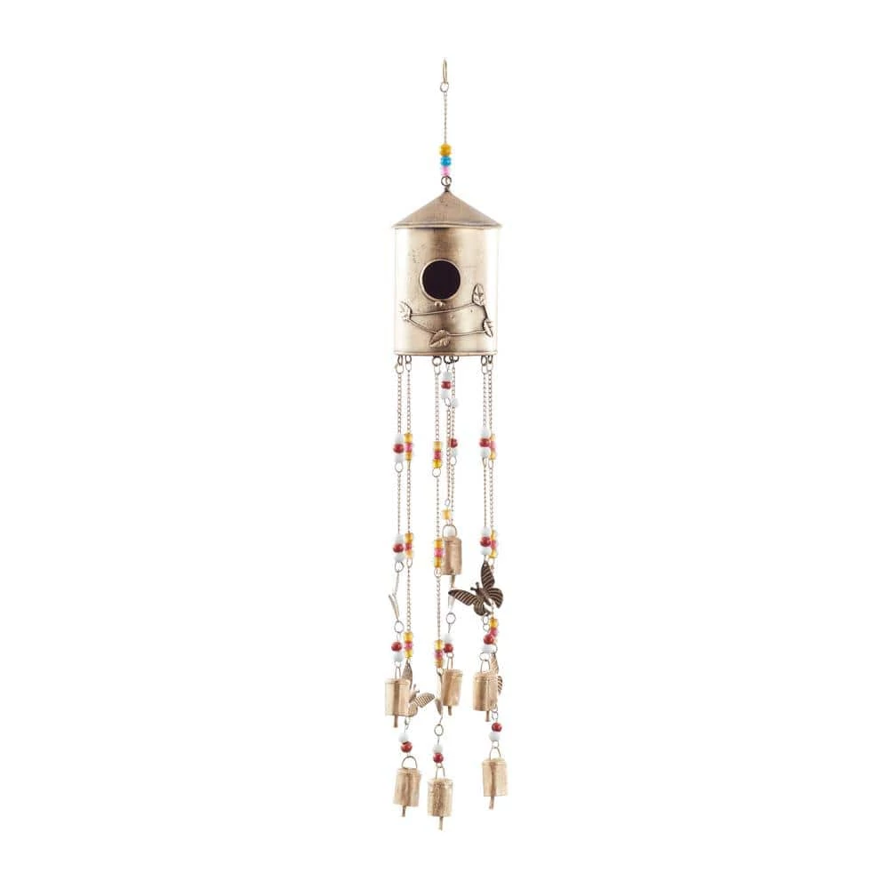 Litton Lane 32 in. Bronze Metal Rustic Windchime 3 Litton Lane 32 in. Bronze Metal Rustic Windchime