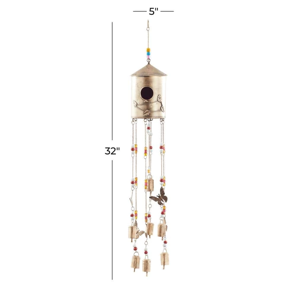 Litton Lane 32 in. Bronze Metal Rustic Windchime 10 Litton Lane 32 in. Bronze Metal Rustic Windchime - Image 8