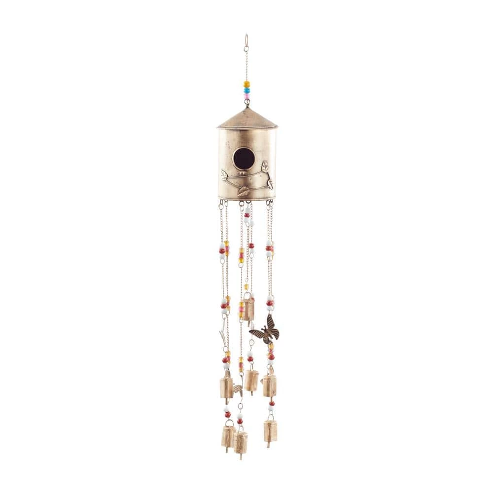 Litton Lane 32 in. Bronze Metal Rustic Windchime 7 Litton Lane 32 in. Bronze Metal Rustic Windchime - Image 5