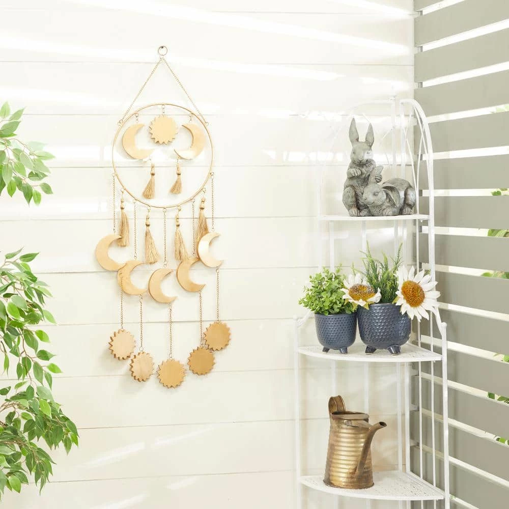 Litton Lane 42 in. Gold Wood Transitional Windchime 11 Litton Lane 42 in. Gold Wood Transitional Windchime - Image 9