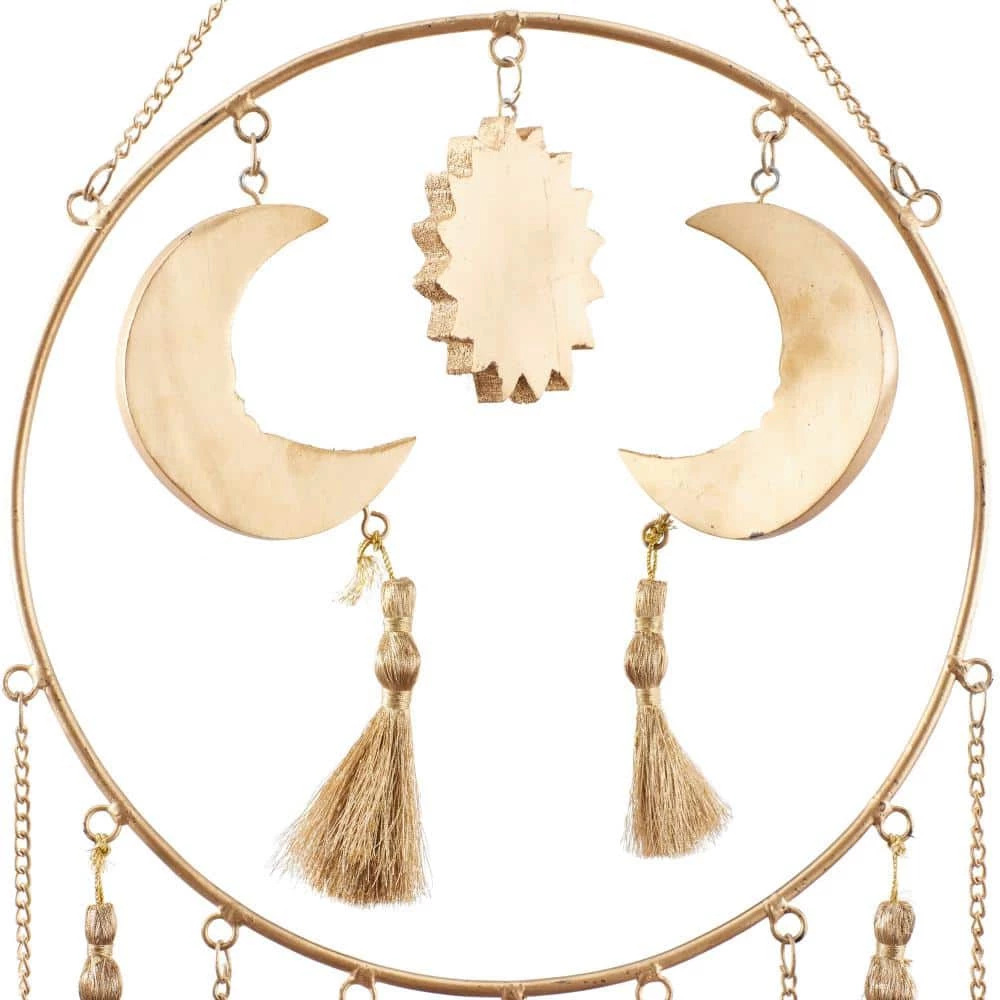 Litton Lane 42 in. Gold Wood Transitional Windchime 9 Litton Lane 42 in. Gold Wood Transitional Windchime - Image 7