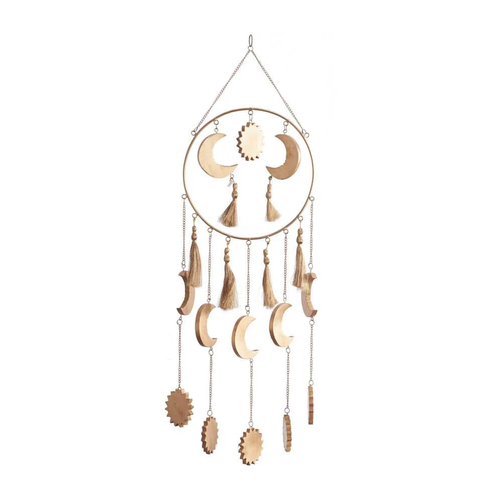 Litton Lane 42 in. Gold Wood Transitional Windchime 8 Litton Lane 42 in. Gold Wood Transitional Windchime - Image 6