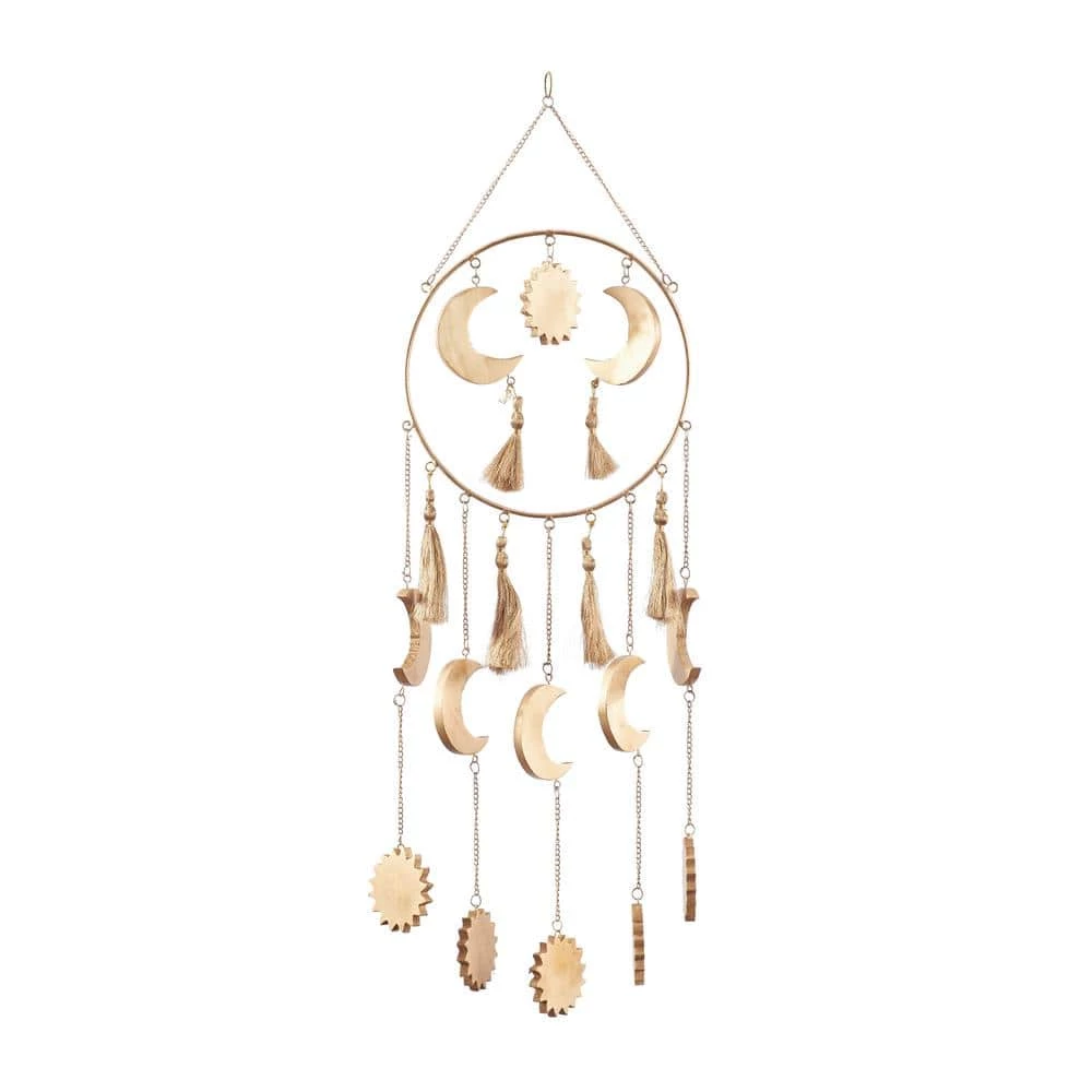 Litton Lane 42 in. Gold Wood Transitional Windchime 3 Litton Lane 42 in. Gold Wood Transitional Windchime