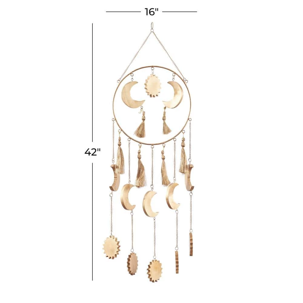 Litton Lane 42 in. Gold Wood Transitional Windchime 10 Litton Lane 42 in. Gold Wood Transitional Windchime - Image 8