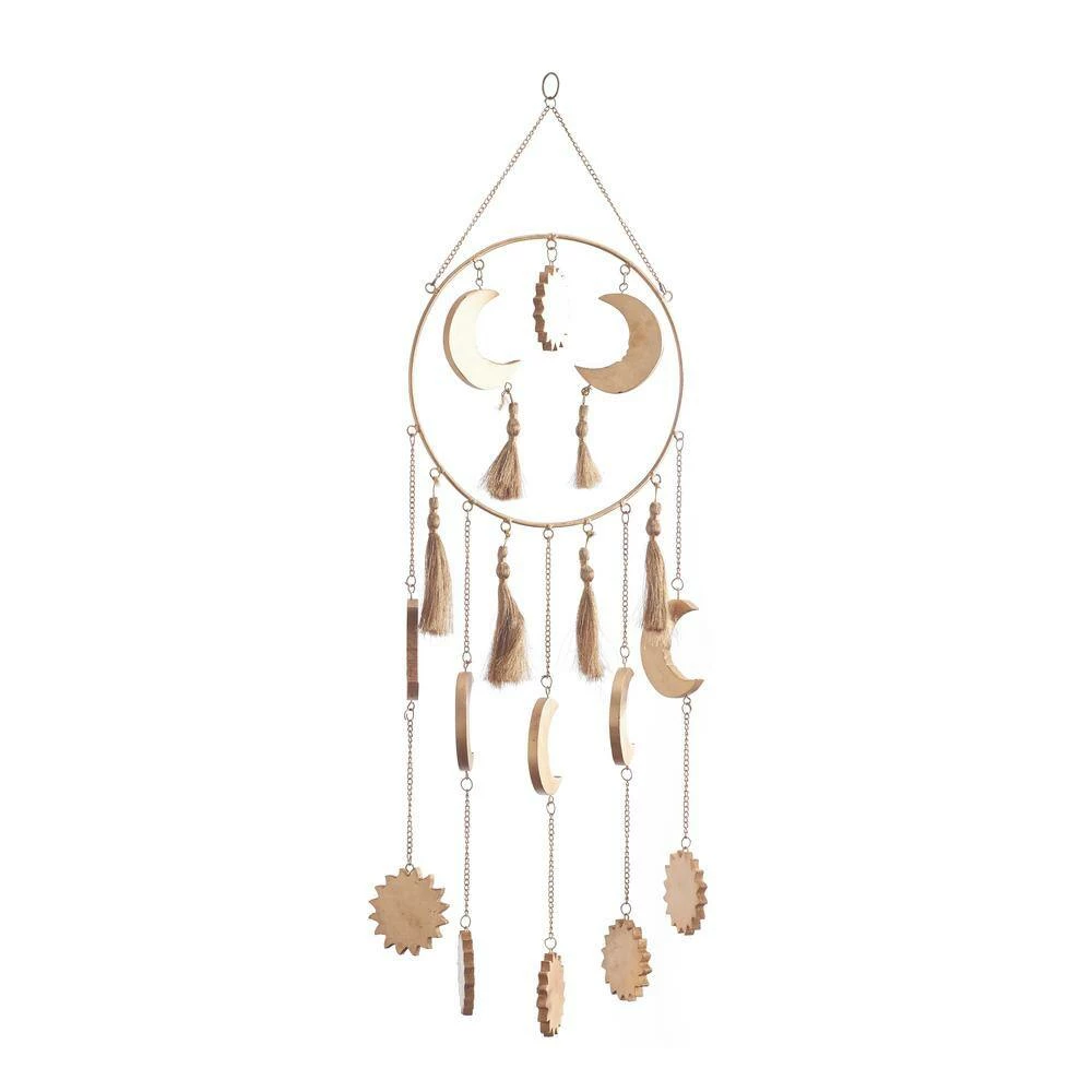 Litton Lane 42 in. Gold Wood Transitional Windchime 7 Litton Lane 42 in. Gold Wood Transitional Windchime - Image 5