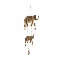 Litton Lane 28 in. Brass Metal Eclectic Windchime