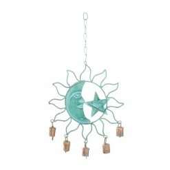 Litton Lane 13 in. Turquoise Metal Eclectic Windchime