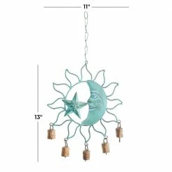 Litton Lane 13 in. Turquoise Metal Eclectic Windchime -Litton Lane Sales Store litton lane wind chimes 042091 c3 1000