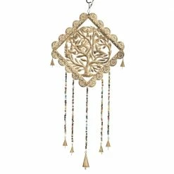 Litton Lane 29 in. Gold Metal Eclectic Windchime