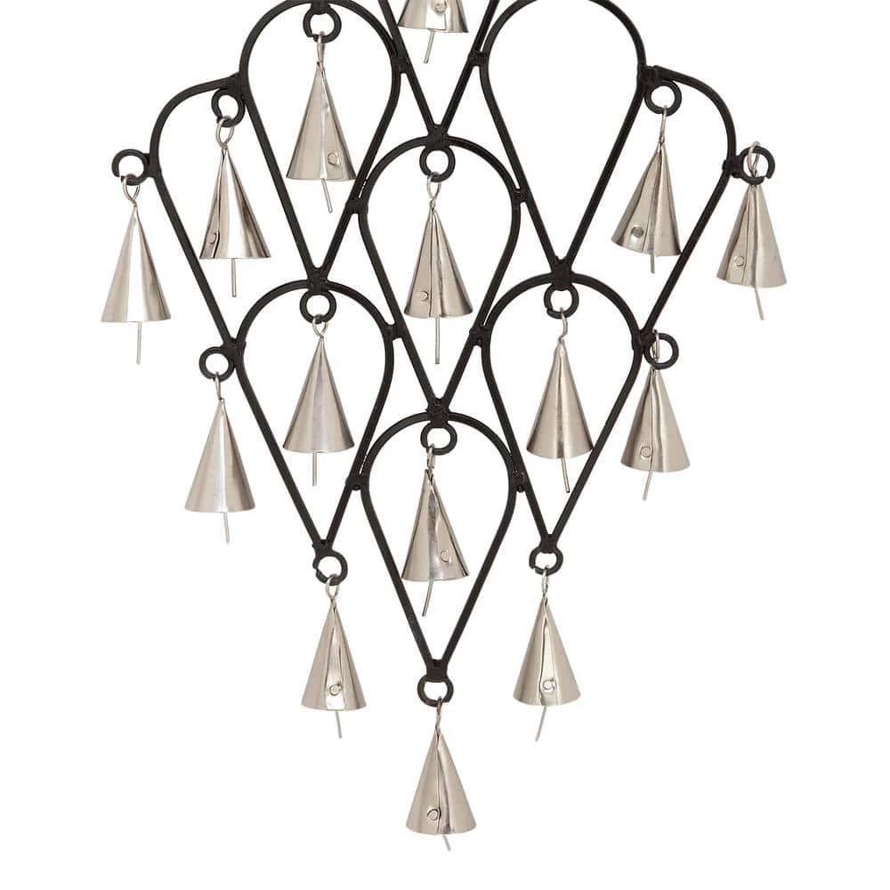 Litton Lane 22 in. Black Metal Eclectic Windchime 3 Litton Lane 22 in. Black Metal Eclectic Windchime