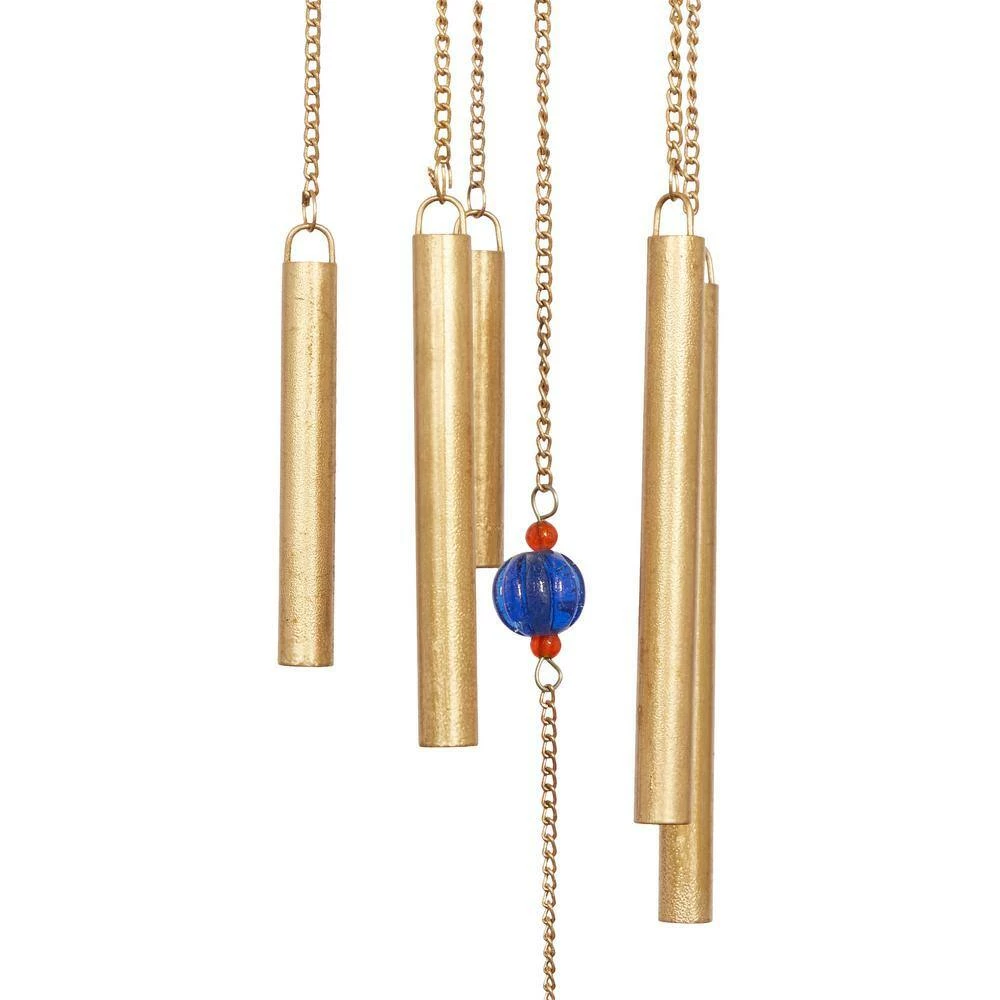Litton Lane 39 in. Gold Metal Eclectic Windchime 4 Litton Lane 39 in. Gold Metal Eclectic Windchime - Image 2