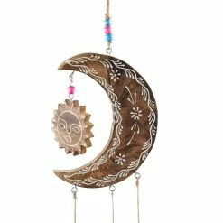 Litton Lane 27 in. Gold Mango Wood Eclectic Style Windchime -Litton Lane Sales Store litton lane wind chimes 042100 fa 1000