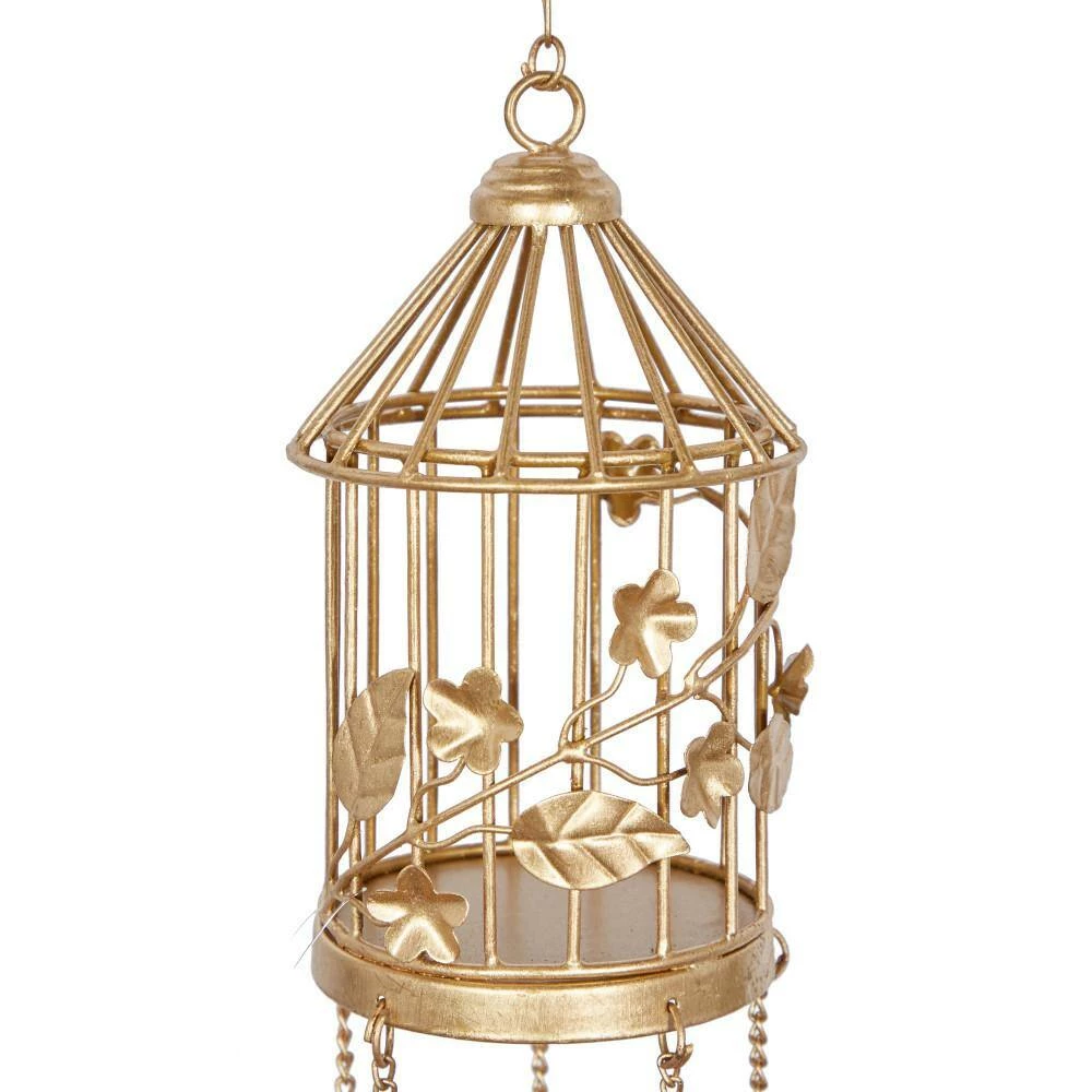 Litton Lane 33 in. Gold Metal Eclectic Windchime 4 Litton Lane 33 in. Gold Metal Eclectic Windchime - Image 2