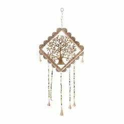 Litton Lane 29 in. Gold Metal Eclectic Windchime