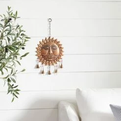 Litton Lane 19 in. Brown Metal Eclectic Windchime -Litton Lane Sales Store litton lane wind chimes 042116 31 1000