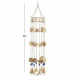 Litton Lane 32 in. Gold Metal Traditional Windchime