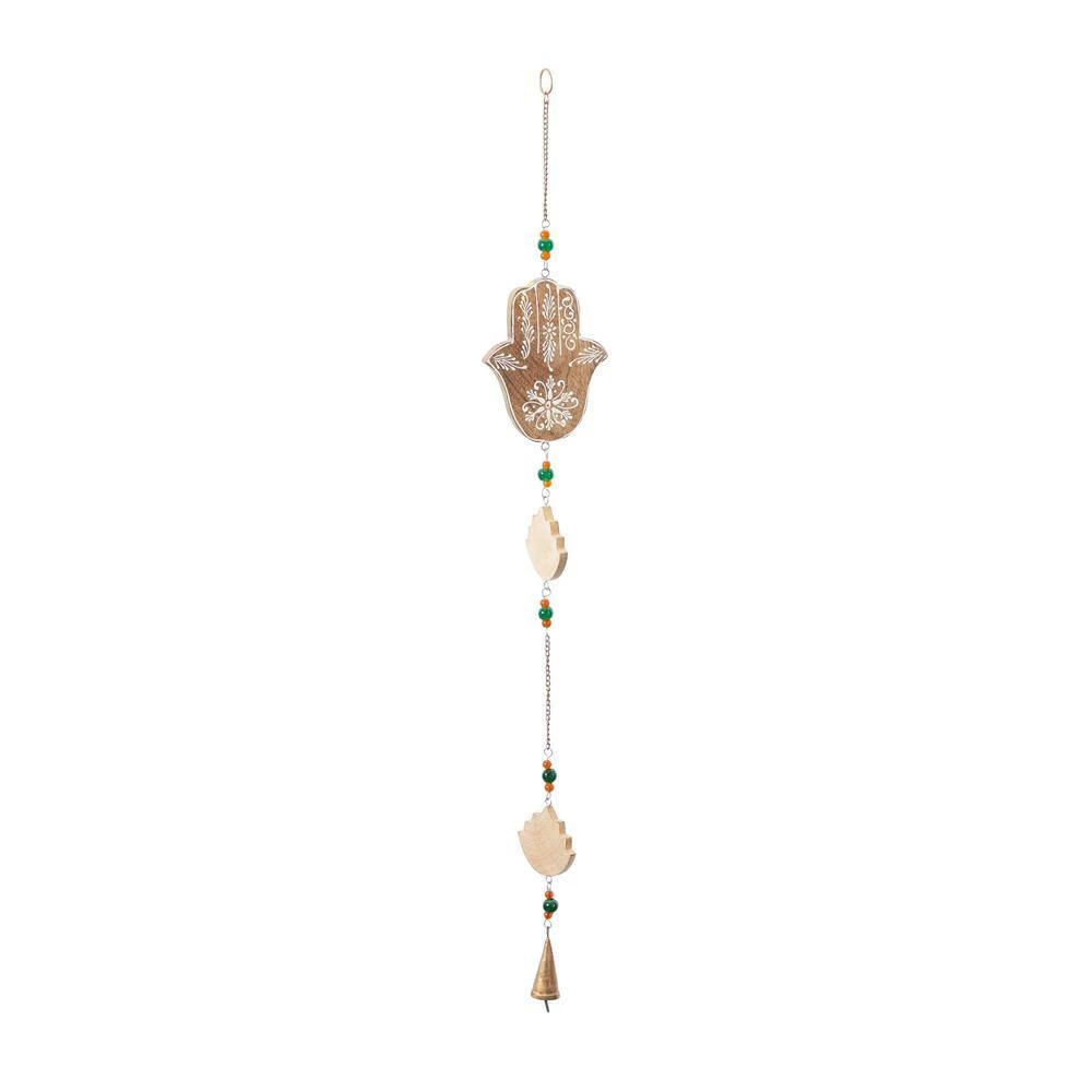 Litton Lane 32 in. Brown Wood Eclectic Style Windchime 5 Litton Lane 32 in. Brown Wood Eclectic Style Windchime - Image 3