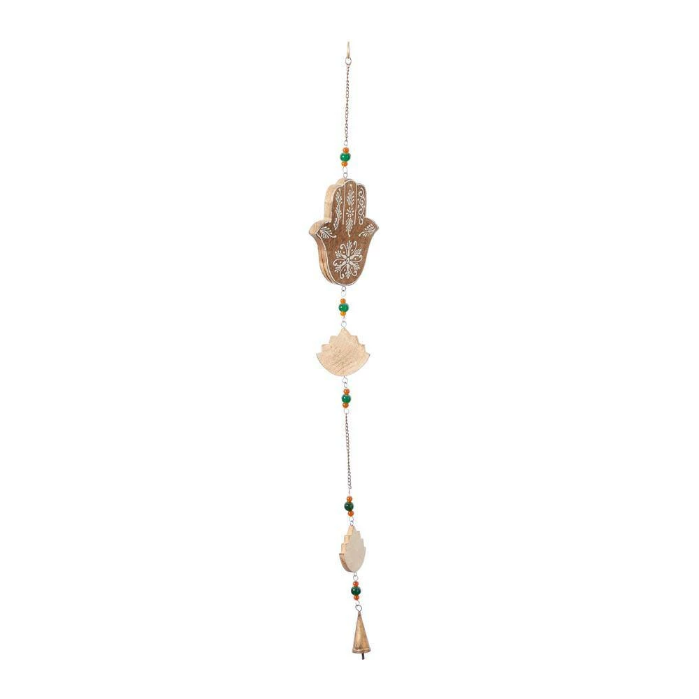 Litton Lane 32 in. Brown Wood Eclectic Style Windchime 6 Litton Lane 32 in. Brown Wood Eclectic Style Windchime - Image 4