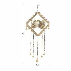 Litton Lane 30 in. Gold Metal Eclectic Windchime -Litton Lane Sales Store litton lane wind chimes 042120 76 1000
