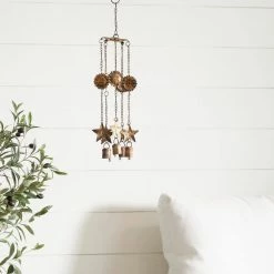 Litton Lane 18 in. Brass Metal Eclectic Windchime -Litton Lane Sales Store litton lane wind chimes 042123 31 1000