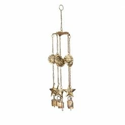 Litton Lane 18 in. Brass Metal Eclectic Windchime