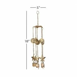 Litton Lane 18 in. Brass Metal Eclectic Windchime -Litton Lane Sales Store litton lane wind chimes 042123 c3 1000